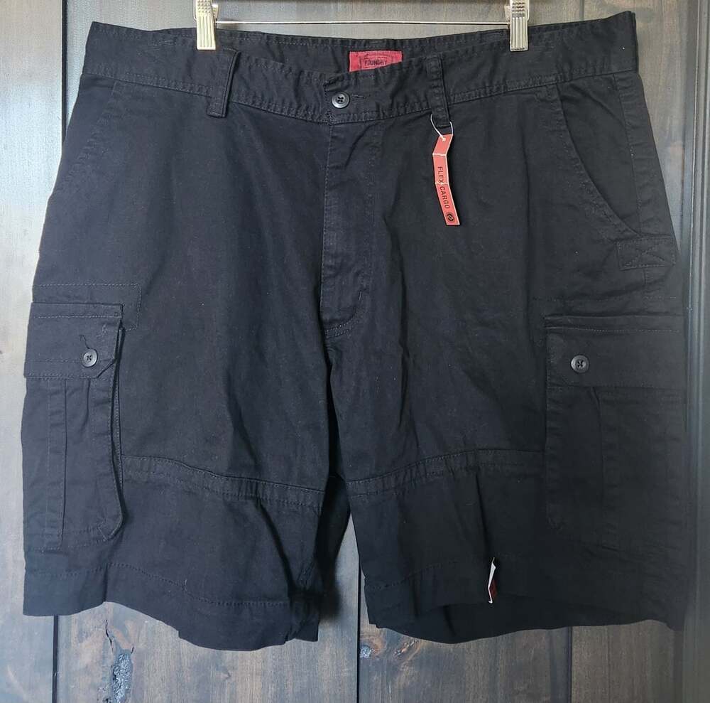 The Foundry Supply Co Cargo Shorts Men's Size 44 Black Blue Flex Stretch Cotton